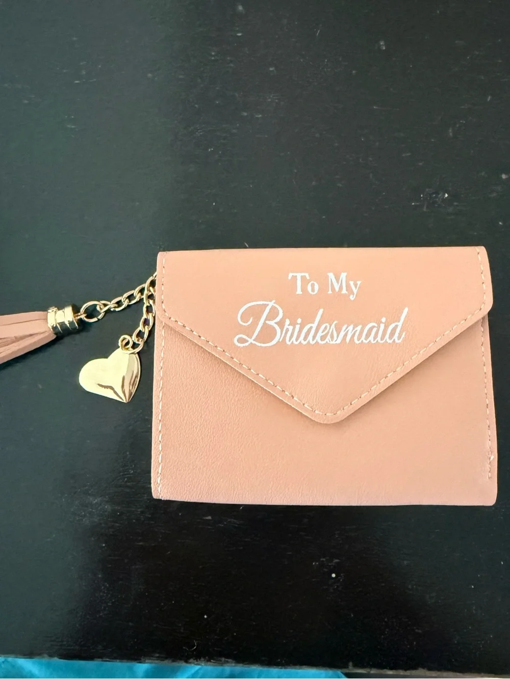 SIX PC - Bridesmaid Pink Card Wallet with Tassel Charm